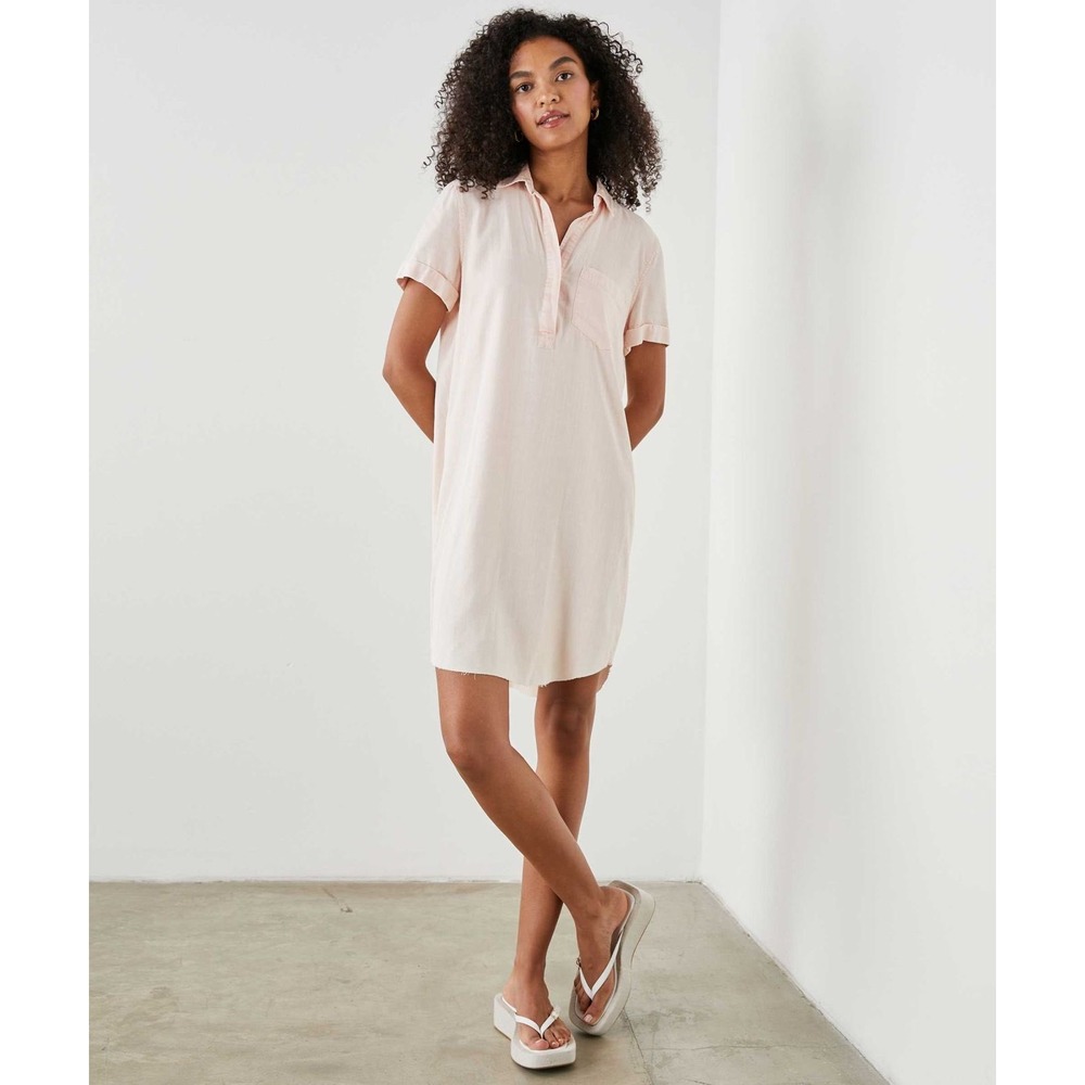 Rails Valerie Linen Blend‎ Shirt Dress in Petal Pink Linen, Women's Size XS